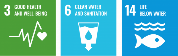 This innovation supports the UN sustainability development goals of good health and well-being, clean water and sanitation, and life below water.